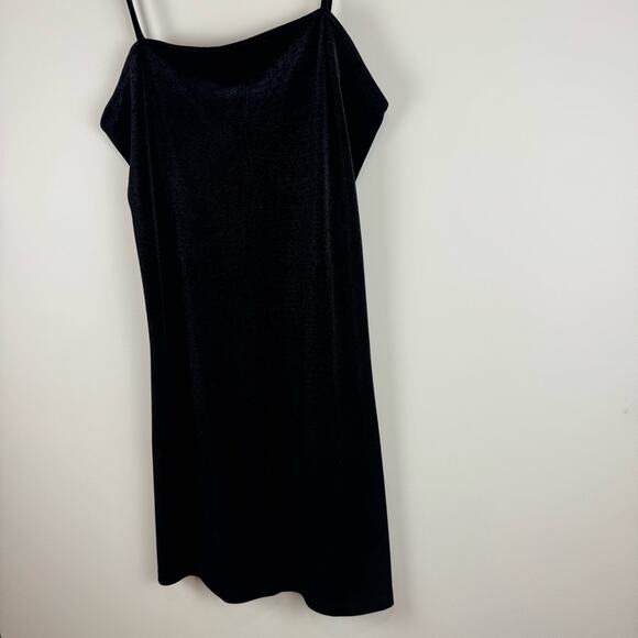 Vintage 90s Y2K PS PerSeption Spaghetti Strap Textured Black Slip Dress ~ Large - Picture 4 of 12
